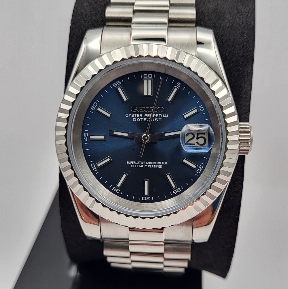 New Seiko Mod 36mm Automatic Watch Blue Dial